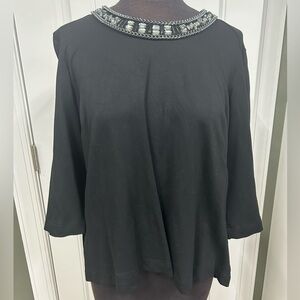 Seven 7 Melissa McCarthy Black Top with Embellished Neckline